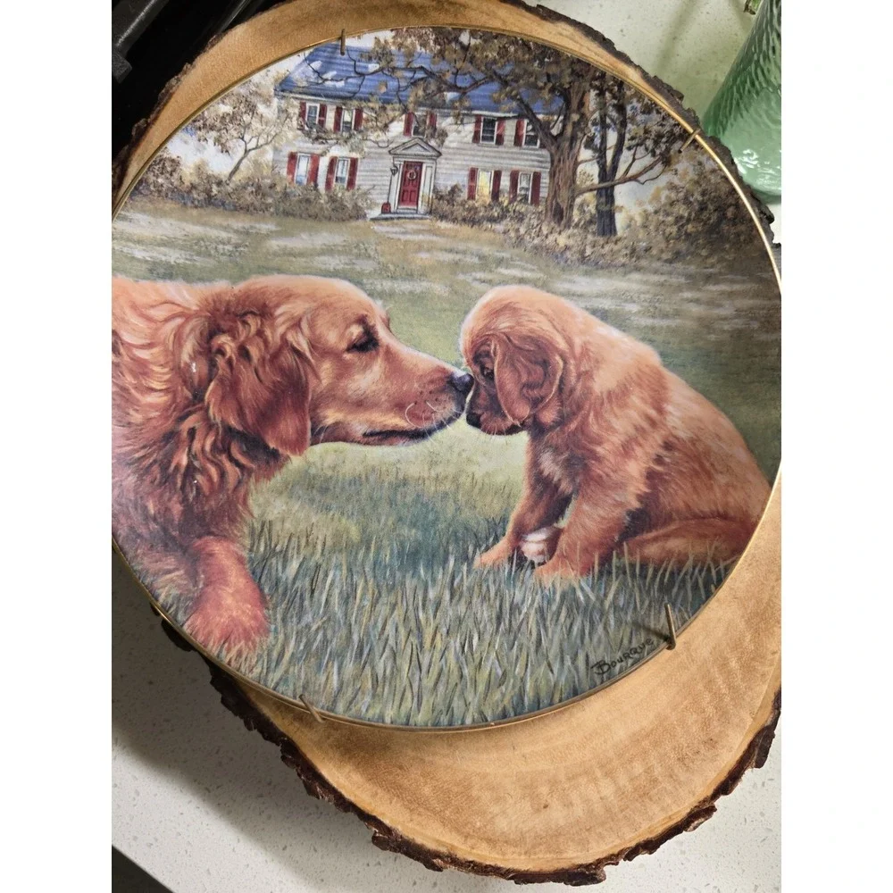 Danbury Mint Golden Moment Patricia Bourque Retriever Collector Plate mommy & me